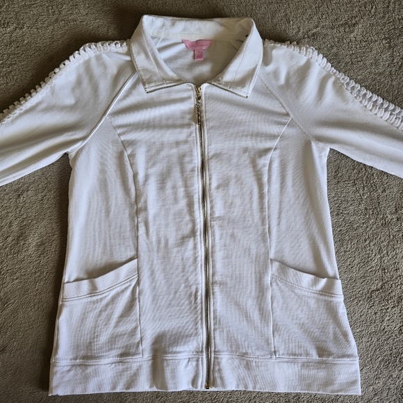 Lily Pulitzer Brigantine White Gold Glitter Stripe Pineapple Jacket size small - Picture 7 of 16